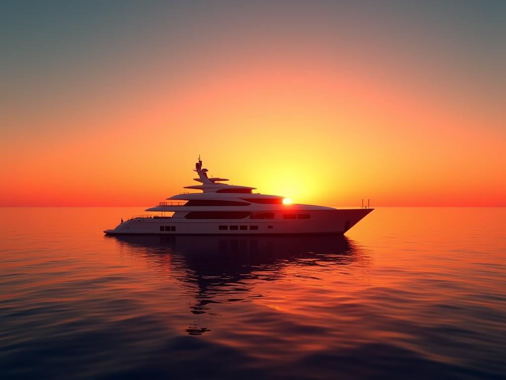 Luxusyacht vor Sonnenuntergang an der Côte d’Azur