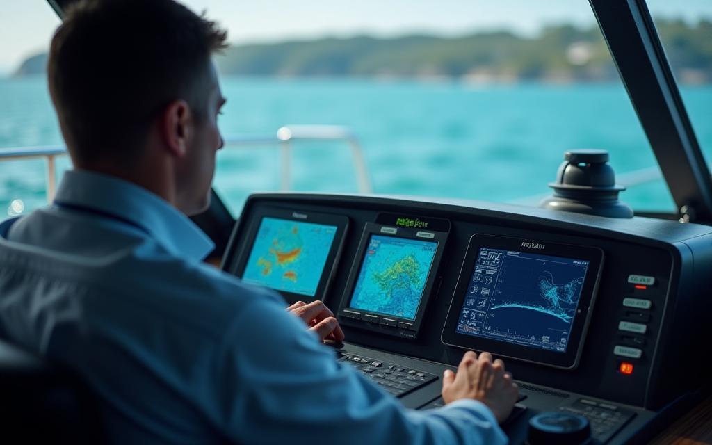 Kapitäne bedienen digitalen Kartenplotter